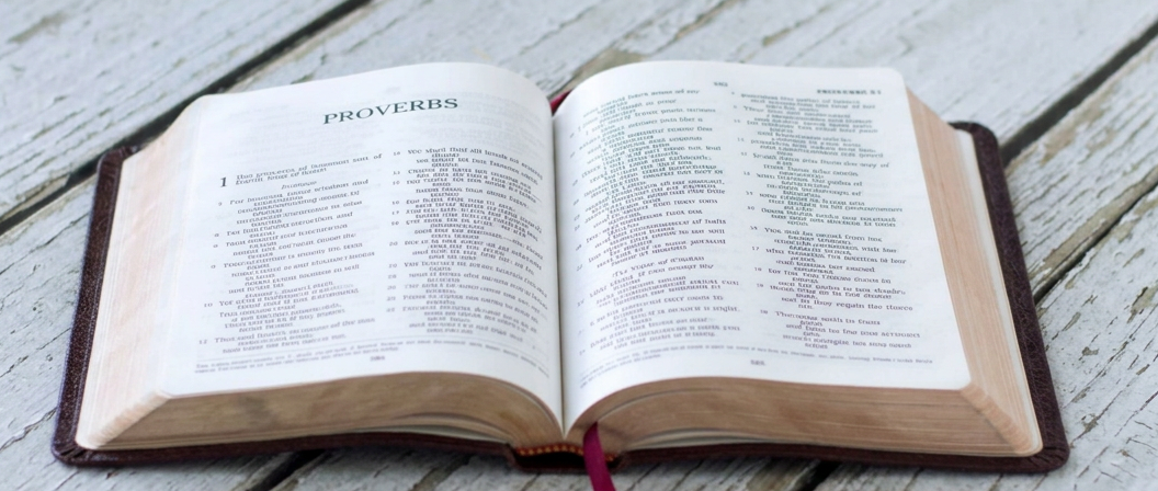 Open Bible with the book of Proverbs, reflecting prayer, wisdom, and biblical encouragement